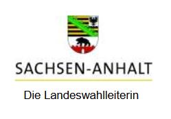 Wappen Sachsen-Anhalt mit Schriftzug Die Landeswahlleiterin