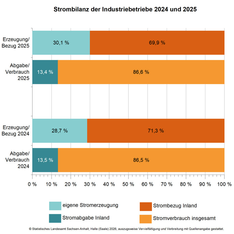 Strombilanz der Industriebetriebe 2024 und 2025