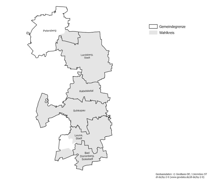 Karte der Gemeinden des Landtagwahlkreises 34