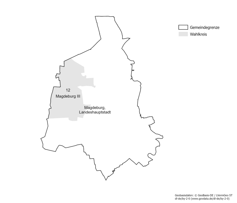 Karte der Gemeinden des Landtagswahlkreises 12