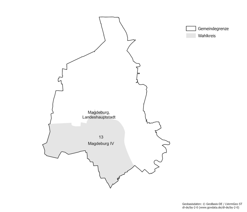 Karte des Landtagswahlkreises 10 Magdeburg IV