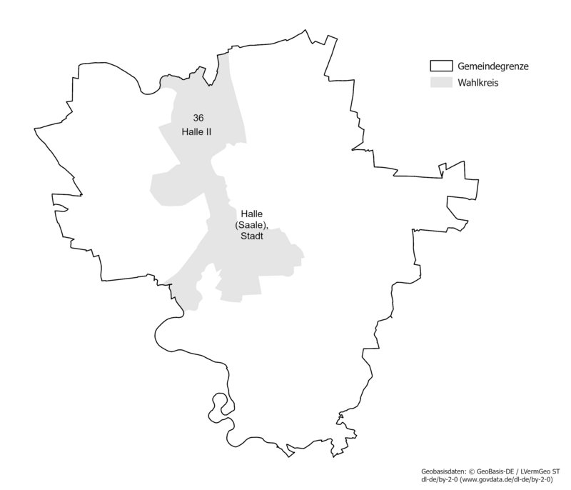 Karte der Gemeinden des Landtagswahlkreises 36